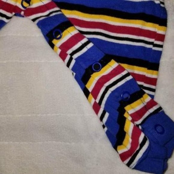 Y2K VTG Old Navy Infant Baby Boy Striped Romper Long Sleeve Size 6-12 Months - Picture 2 of 4